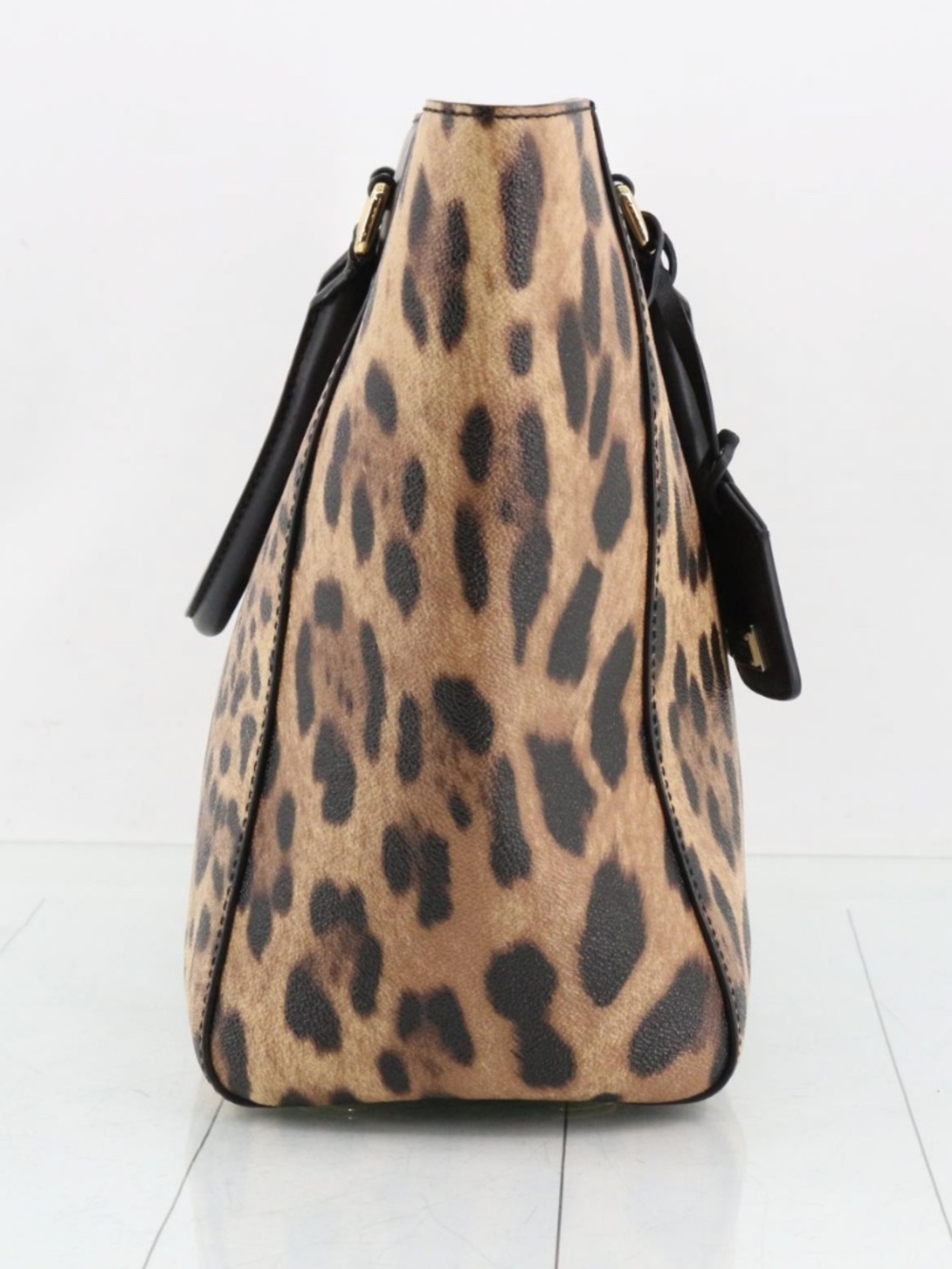 Dolce & Gabbana Leopard Print Large Tote Bag Black Leather - Picture 5 of 17